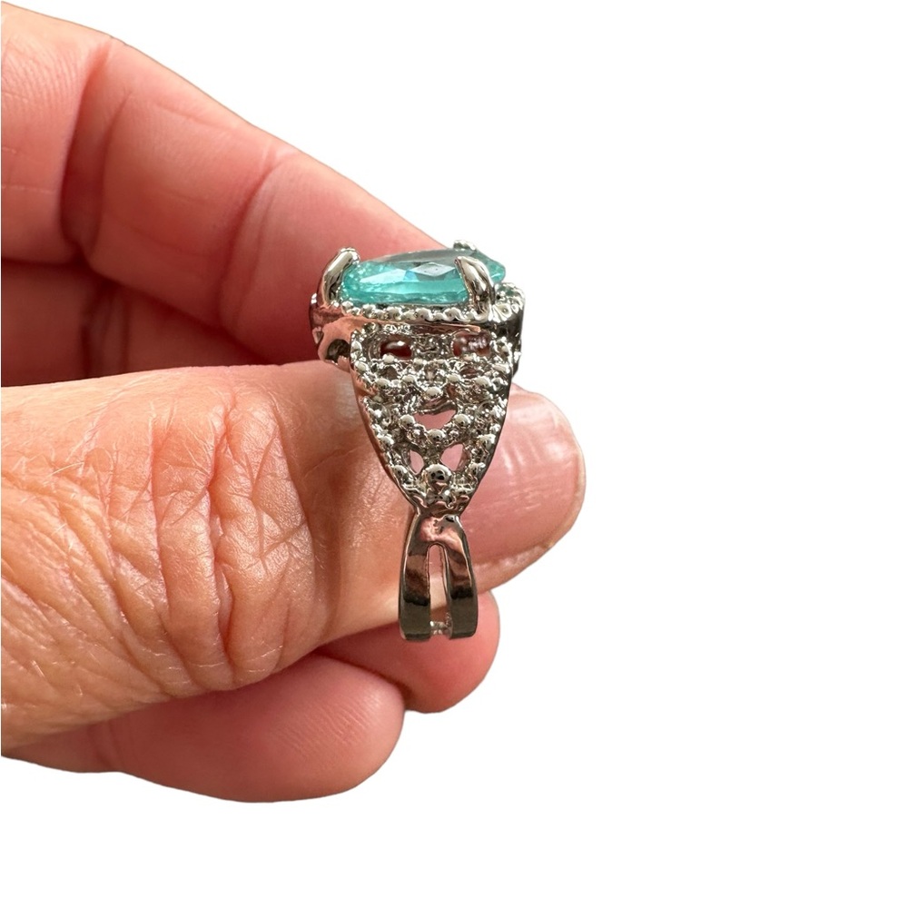 Light Turquoise Teardrop Gemstone Silver Ring - Picture 3 of 7